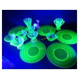 Green depression Glass paneled