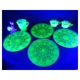 Cameo Plates Georgian Creamer Miss America Green