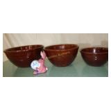 3 Marcrest Brown Bowls stoneware