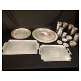Hammered Aluminum Trays and Barware
