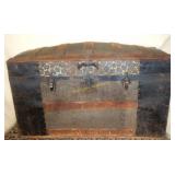 Embossed Tin & Wood Steamer Trunk Chest