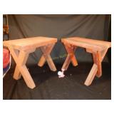 Pair Outdoor Stools Bench