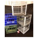 Lot of Metal & Plastic Milk Crates