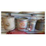 Old Gas Can Lunch Bucket Bait  & Kero Tin
