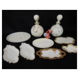 Victorian Milkglass  Water Bottles Trays  etc.