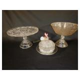 Festoon Glass Compote Pancake Dish Cake Plate