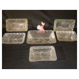 Rectanglar Bowls Festoon Pattern EAPG Glass