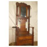 Oak Hall Seat with Umbrella Stand