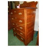 Oak High Chest 5 drawer Carved