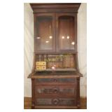 Victorian Walnut Bookcase Desk AS IS