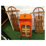 vintage sleds and toboggan