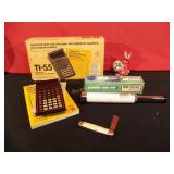 Handheld Telescope, Calculator, and Pocket Knife