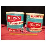 Vintage Herrs Potato Chip Carboard Container