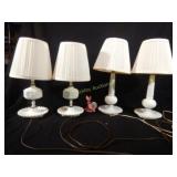 Two Pair Milkglass Dresser Lamps