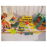 Fisher Price School, School Bus, and A Frame House