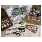 Sewing Lot, Pinking Shears, Vintage Pin cushions