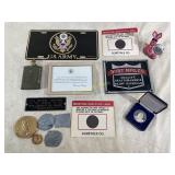 MISC LOT OF PLAQUES, METALS AND OTHERS