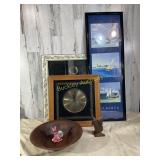 Mirror, Clock, wooden bowl