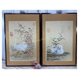 Pair of Asian Silk Paintings