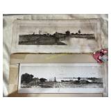 Etching (2) pencil signed