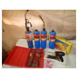 Torch propane bottles and soldering gun