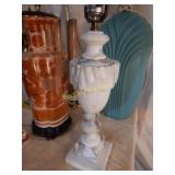 Alabaster carved Lamp and three others