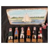 Sail boat painting and wood carved Sea Captain