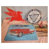 3 Tin And Porcelain Signs