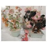 Pair Glass Jade Trees