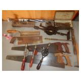 Saws, Hand Drills, antique Plane