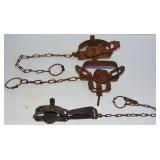 3 ANTIQUE STEEL ANIMAL TRAPS