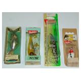 4 HEDDON VINTAGE FISHING LURES MIB