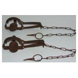 2 ANTIQUE STEEL ANIMAL TRAPS TRIUMPH TRIPLE CLUTCH