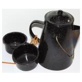 ENAMELWARE COFFEE POT - BLACK SPECKLE 3 piece