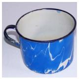 LARGE ENAMELWARE COFFEE CUP - BLUE SWIRL