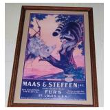 VINTAGE MAAS & STEFFEN FURS ADVERTISING LITHO