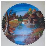 VINTAGE 24" HAND PAINTED SAW BLADE - WATERMILL