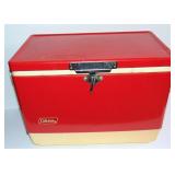 VINTAGE RED & WHITE COLEMAN COOLER