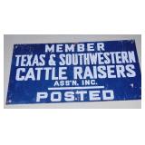 CATTLE RAISERS ASSN PORCELAIN ADVERTISING SIGN