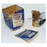 VINTAGE JUSTRITE CARBIDE LAMP & BOX