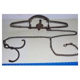 ANTIQUE NEWHOUSE WOLF TRAP & DRAG CHAIN No. 4 1/2