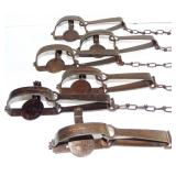 13 ANTIQUE ANIMAL STEEL TRAPS