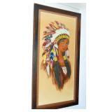 VINTAGE NATIVE AMERICAN INDIAN SQUAW CHIEF PRINT