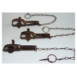 3 ANTIQUE ANIMAL STEEL TRAPS