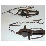 2 ANTIQUE ANIMAL STEEL TRAPS