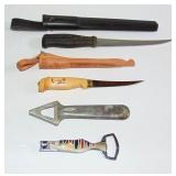 2 VINTAGE FISH FILLET KNIVES & SCALER more