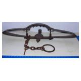 ANTIQUE NEWHOUSE BEAR TRAP - NO. 5 & CHAIN