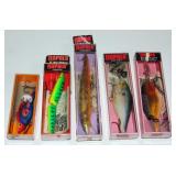 5 RAPALA VINTAGE FISHING LURES MIB