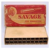 VINTAGE SAVAGE REMINGTON .222 CARTRIDGES BOX ONLY