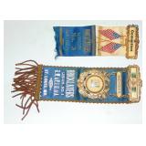 2 OLD BRICKLAYERS UNION CONVENTION BADGES RIBBONS